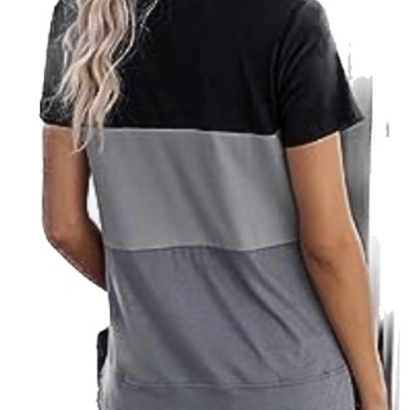 EVALESS Striped Color Block Short Sleeve Top - Picture 4 of 4